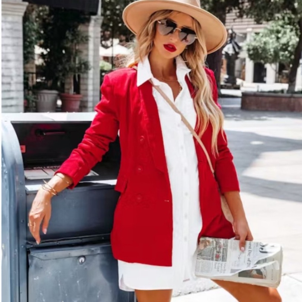 Corduroy red Christmas Blazer size medium